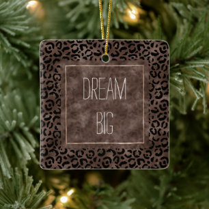 Chocolade Brown Black leopard Print Keramisch Ornament