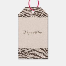 Chocolade Brown Cream Blush Zebra Glitter Cadeaulabel