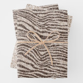 Chocolade Brown Cream Blush Zebra Glitter Inpakpapier Vel (In situ)