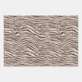 Chocolade Brown Cream Blush Zebra Glitter Inpakpapier Vel