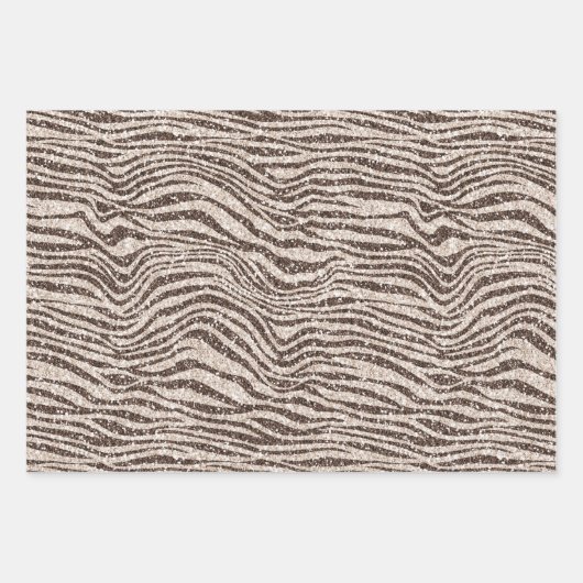 Chocolade Brown Cream Blush Zebra Glitter Inpakpapier Vel (Voorkant)