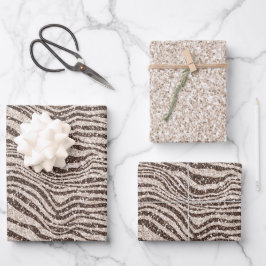 Chocolade Brown Cream Blush Zebra Glitter Inpakpapier Vel