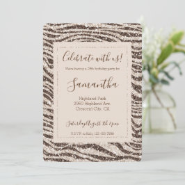 Chocolade Brown Cream Blush Zebra Glitter Kaart