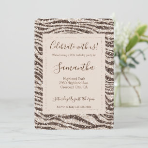 Chocolade Brown Cream Blush Zebra Glitter Kaart