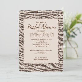 Chocolade Brown Cream Blush Zebra Glitter Kaart