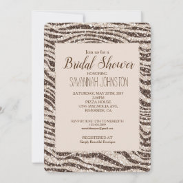 Chocolade Brown Cream Blush Zebra Glitter Kaart