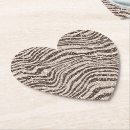 Chocolade Brown Cream Blush Zebra Glitter Kartonnen Onderzetters