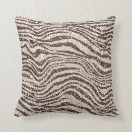 Chocolade Brown Cream Blush Zebra Glitter Kussen