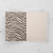 Chocolade Brown Cream Blush Zebra Glitter Love Kaart (Binnen)