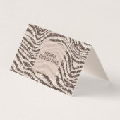 Chocolade Brown Cream Zebra Glitter Kerstmis Kaart (Voorkant)