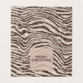 Chocolade Brown Cream Zebra Glitter Kerstmis Kaart (Buitenkant ongevouwen)