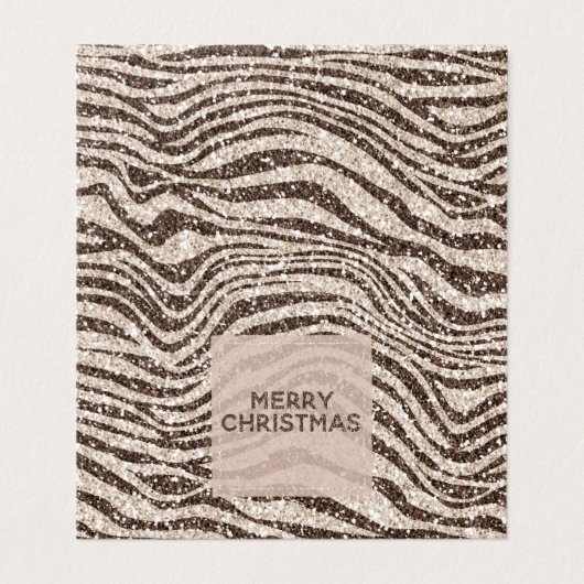 Chocolade Brown Cream Zebra Glitter Kerstmis Kaart (Buitenkant ongevouwen)