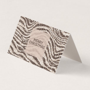 Chocolade Brown Cream Zebra Glitter Kerstmis Kaart