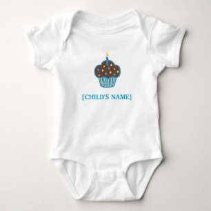 Chocolade Brown en Blue Birthday Cupcake Shirt