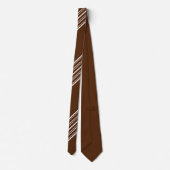 Chocolade Brown en White Diagonal Stripes 2 Sided Stropdas (Achterkant)