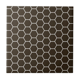 Chocolade Brown Geometric Hexagon Pattern Tegeltje
