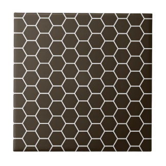 Chocolade Brown Geometric Hexagon Pattern Tegeltje