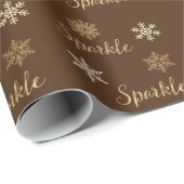 Chocolade Brown Glitter Sparkle Snowflakes Cadeaupapier (Rol Hoek)