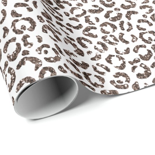Chocolade Brown Leopard Glitter Cadeaupapier (Rol Hoek)