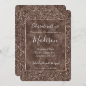 Chocolade Brown-luipaard Glitter Kaart (Voorkant / Achterkant)
