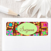 Chocolade Brown-patchwork Quilt Art-blokken Etiket (Insitu)