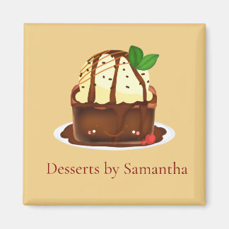 Chocolade brownie met vanille ijs magneet