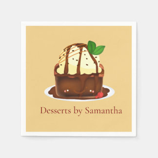 Chocolade brownie met vanille ijs servet