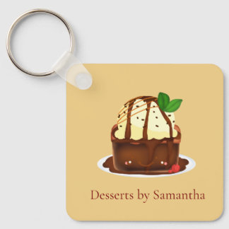 Chocolade brownie met vanille ijs sleutelhanger