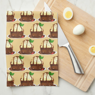 Chocolade brownie met vanille ijs theedoek