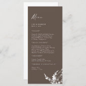 Chocolade bruiloft moderne witte bloemen menu (Voorkant / Achterkant)