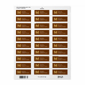 Chocolade Bruiloft Monogram Adreslabel V14 Etiket (Full Sheet)