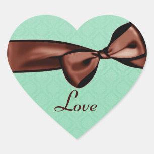 Chocolade bruiloft strik GROEN Damast hart Sticker