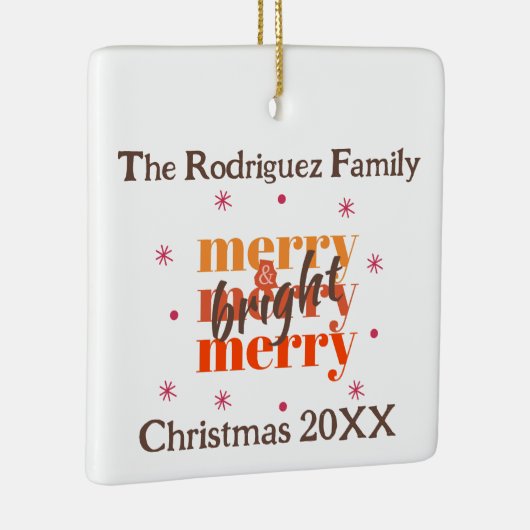 Chocolade Bruin Boho Vrolijk & Heldere Kerst Keramisch Ornament (Rechts)