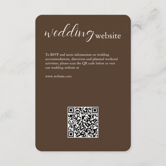 Chocolade bruin · Elegante moderne bruiloft Informatiekaartje (Voorkant)