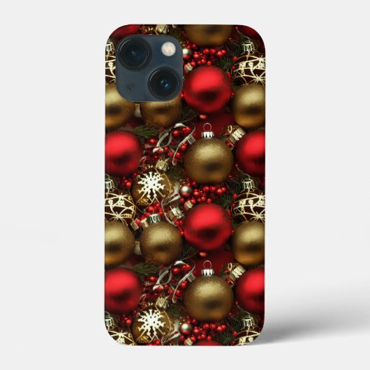 Chocolade bruin en robijnrood kerstornamenten Case-Mate iPhone case (Achterkant)