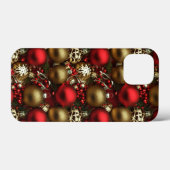 Chocolade bruin en robijnrood kerstornamenten Case-Mate iPhone case (Achterkant (horizontaal))