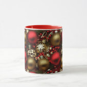 Chocolade bruin en robijnrood kerstornamenten mok (Midden)