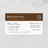 Chocolade bruin en wit met Initialen Elegant Visitekaartje (Achterkant)