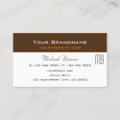 Chocolade bruin en wit met Monogram Elegant Visitekaartje (Achterkant)