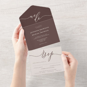 Chocolade Bruin Huwelijk script we do All In One Uitnodiging