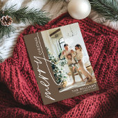 Chocolade Bruin Moderne Foto Kerstmis Feestdagenkaart