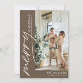 Chocolade Bruin Moderne Foto Kerstmis Feestdagenkaart (Voorkant)