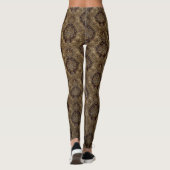 Chocolade bruin Paisley Patroon. Leggings (Achterkant)
