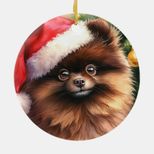 Chocolade Bruin Pommerse Waterverf Kerstmis Keramisch Ornament (Achterkant)