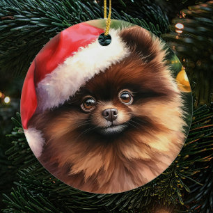 Chocolade Bruin Pommerse Waterverf Kerstmis Keramisch Ornament