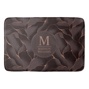 Chocolade Bruin & Roze Goud Abstract Golfpatroon Badmat