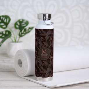 Chocolade Bruin & Roze Goud Abstract Golfpatroon Waterfles