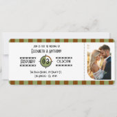 Chocolade Bruin, Salie Groen & Beige Ticket Bruilo Kaart (Voorkant)