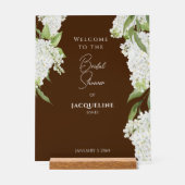 Chocolade Bruin Witte Hydrangeas Douche Welkom Acryl Bord (Voorkant)