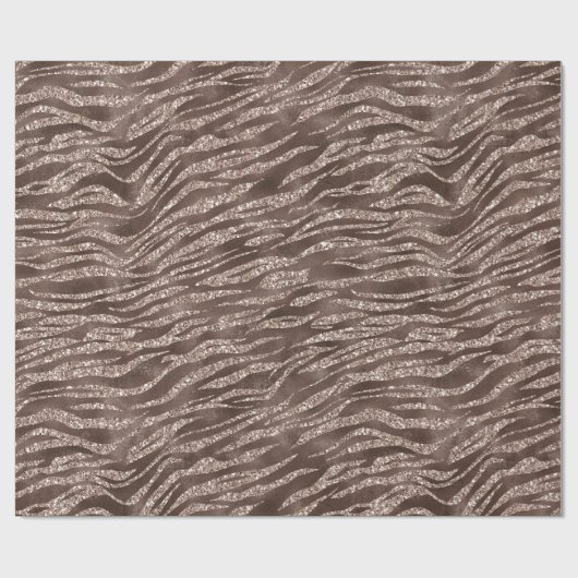Chocolade Bruin Zebra Glitter Cadeaupapier (Vlak)